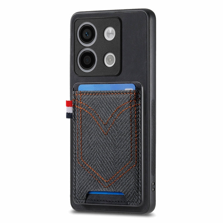 Custodia per cellulare in pelle con texture denim con slot per schede, For Xiaomi Redmi Note 13 Pro 4G, For Xiaomi Redmi Note 13, For Xiaomi Redmi Note 13 Pro+, For Xiaomi Redmi Note 13 Pro 5G