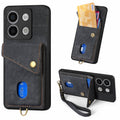 Custodia per telefono in pelle pieghevole con portafoglio per carte retrò con cinturino, For Xiaomi Redmi Note 13 4G