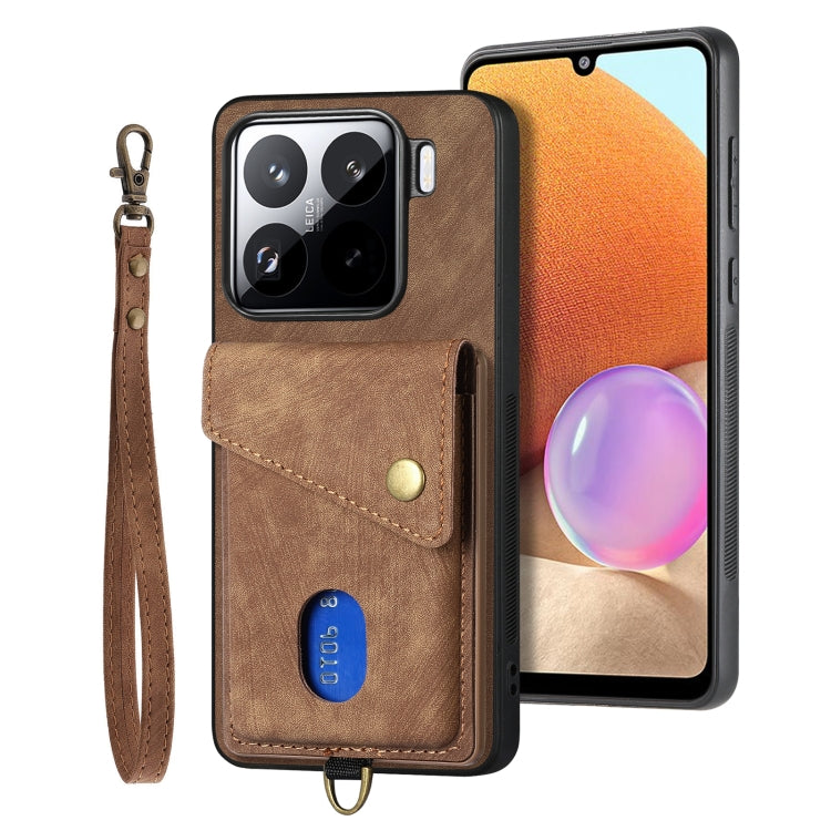 Custodia per telefono in pelle pieghevole con portafoglio per carte retrò con cinturino, For Redmi Turbo 4, For Xiaomi Poco X7 Pro, For Xiaomi 15 Pro, For Xiaomi 15