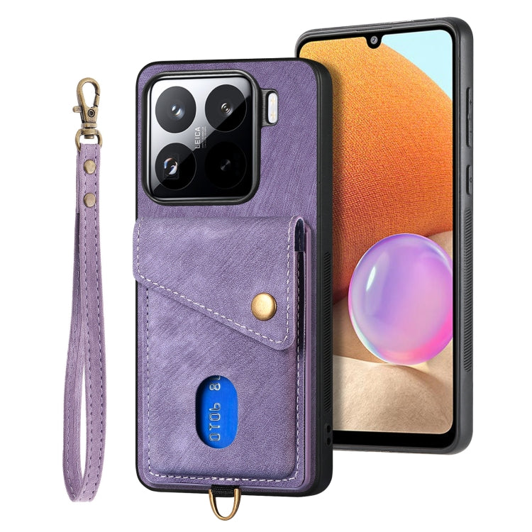 Custodia per telefono in pelle pieghevole con portafoglio per carte retrò con cinturino, For Redmi Turbo 4, For Xiaomi Poco X7 Pro, For Xiaomi 15 Pro, For Xiaomi 15