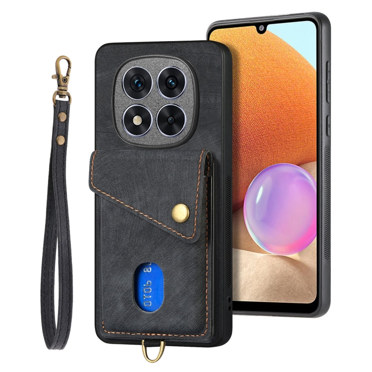 Custodia per telefono in pelle pieghevole con portafoglio per carte retrò con cinturino, For Xiaomi Redmi Note 14 5G, For Xiaomi Redmi Note 14 Pro+ 5G, For Xiaomi Redmi Note 14 Pro 5G, For Xiaomi Redmi Note 13 Pro 4G