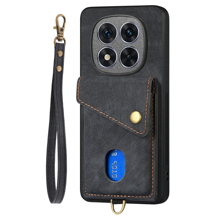 Custodia per telefono in pelle pieghevole con portafoglio per carte retrò con cinturino, For Xiaomi Redmi Note 14 5G, For Xiaomi Redmi Note 14 Pro+ 5G, For Xiaomi Redmi Note 14 Pro 5G, For Xiaomi Redmi Note 13 Pro 4G