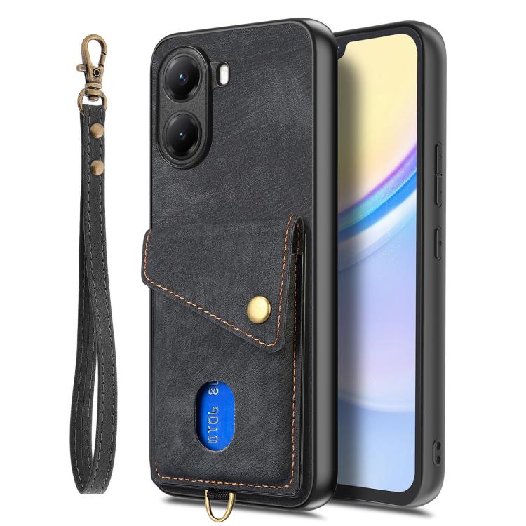 Custodia per telefono in pelle pieghevole con portafoglio per carte retrò con cinturino, For Redmi Turbo 4, For Xiaomi Poco X7 Pro, For Xiaomi 15 Pro, For Xiaomi 15