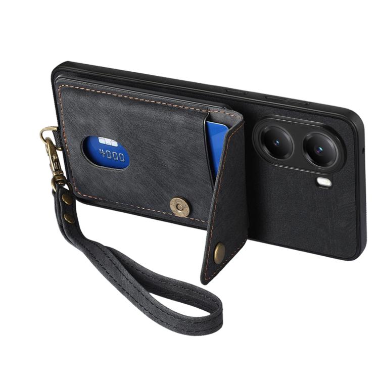 Custodia per telefono in pelle pieghevole con portafoglio per carte retrò con cinturino, For Redmi Turbo 4, For Xiaomi Poco X7 Pro, For Xiaomi 15 Pro, For Xiaomi 15