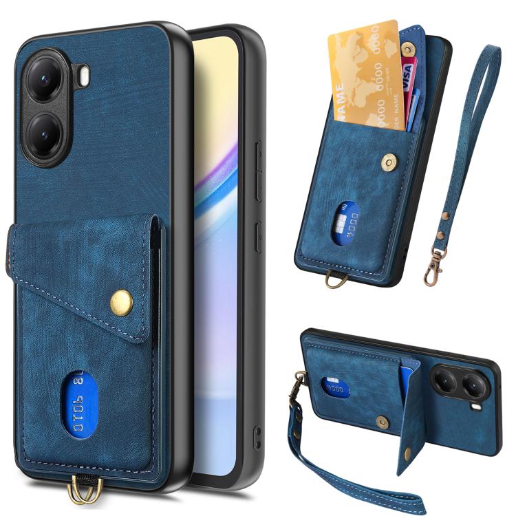 Custodia per telefono in pelle pieghevole con portafoglio per carte retrò con cinturino, For Redmi Turbo 4, For Xiaomi Poco X7 Pro, For Xiaomi 15 Pro, For Xiaomi 15
