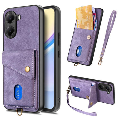 Custodia per telefono in pelle pieghevole con portafoglio per carte retrò con cinturino, For Redmi K80 Pro / Poco F7 Ultra, For Redmi K80 / Poco F7 Pro, For Redmi Turbo 4, For Xiaomi Poco X7 Pro