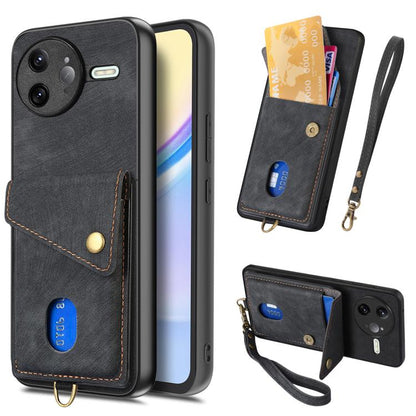 Custodia per telefono in pelle pieghevole con portafoglio per carte retrò con cinturino, For Redmi K80 Pro / Poco F7 Ultra, For Redmi K80 / Poco F7 Pro, For Redmi Turbo 4, For Xiaomi Poco X7 Pro