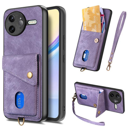 Custodia per telefono in pelle pieghevole con portafoglio per carte retrò con cinturino, For Redmi K80 Pro / Poco F7 Ultra, For Redmi K80 / Poco F7 Pro, For Redmi Turbo 4, For Xiaomi Poco X7 Pro