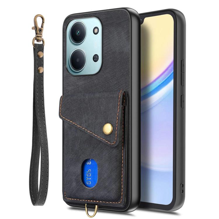 Custodia per telefono in pelle pieghevole con portafoglio per carte retrò con cinturino, For Redmi 15C 5G / 4G Glodal 171mm, For Xiaomi 15T, For Redmi K80 Pro / Poco F7 Ultra, For Redmi K80 / Poco F7 Pro