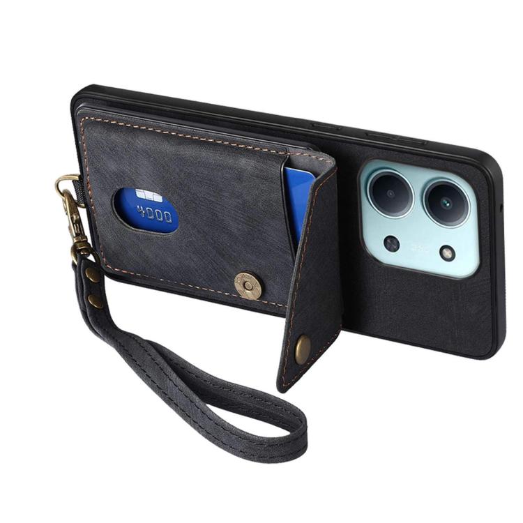 Custodia per telefono in pelle pieghevole con portafoglio per carte retrò con cinturino, For Redmi 15C 5G / 4G Glodal 171mm, For Xiaomi 15T, For Redmi K80 Pro / Poco F7 Ultra, For Redmi K80 / Poco F7 Pro