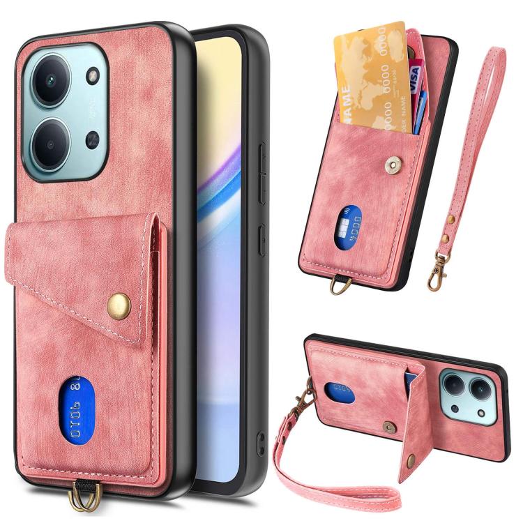 Custodia per telefono in pelle pieghevole con portafoglio per carte retrò con cinturino, For Redmi 15C 5G / 4G Glodal 171mm, For Xiaomi 15T, For Redmi K80 Pro / Poco F7 Ultra, For Redmi K80 / Poco F7 Pro