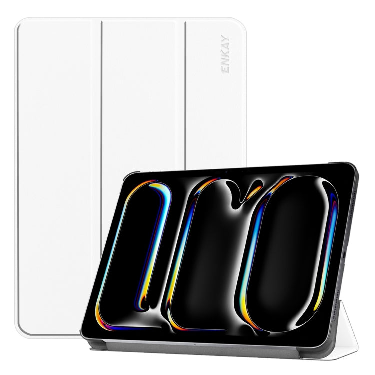 Custodia per tablet Smart in pelle plastica Tri-fold Custer Texture ENKAY, For iPad Pro 13 2025 / 2024, For iPad Pro 11 2025 / 2024