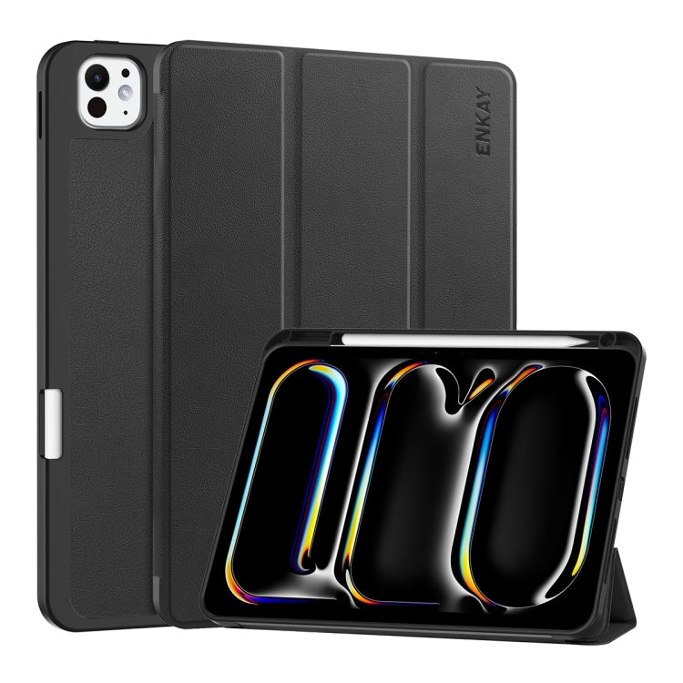 Custodia per tablet Smart in pelle TPU ripiegabile ENKAY Custer Texture con slot per penna, For iPad Pro 11 2024
