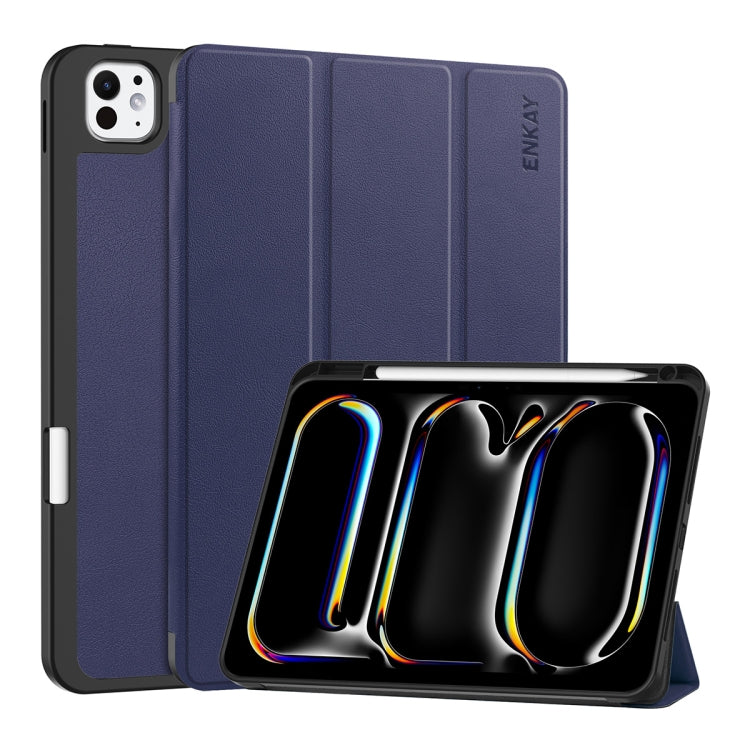 Custodia per tablet Smart in pelle TPU ripiegabile ENKAY Custer Texture con slot per penna, For iPad Pro 11 2024
