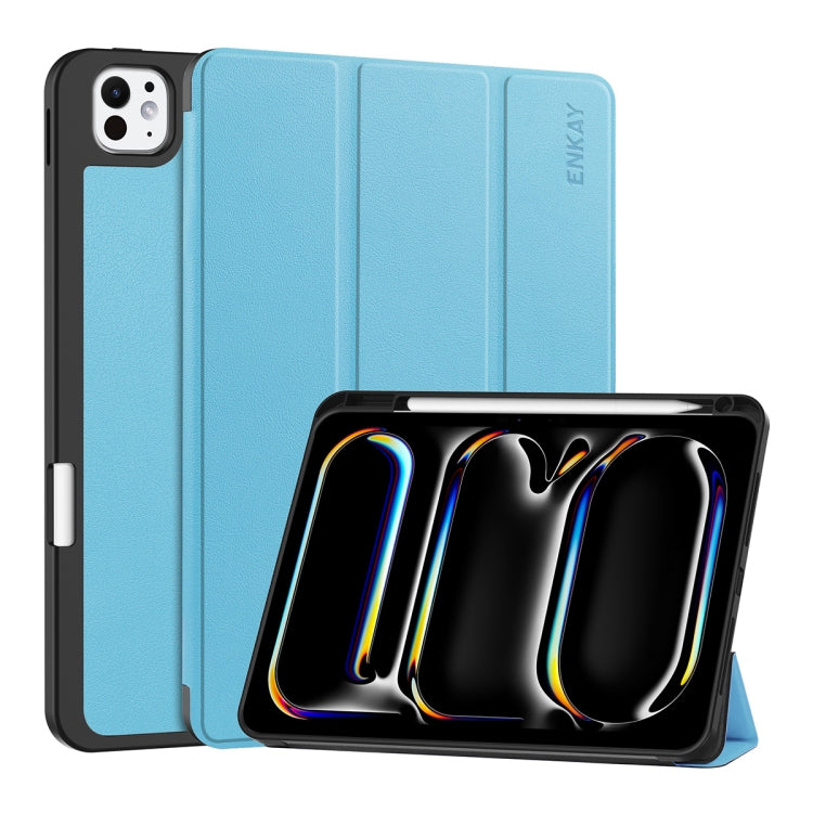 Custodia per tablet Smart in pelle TPU ripiegabile ENKAY Custer Texture con slot per penna, For iPad Pro 11 2024