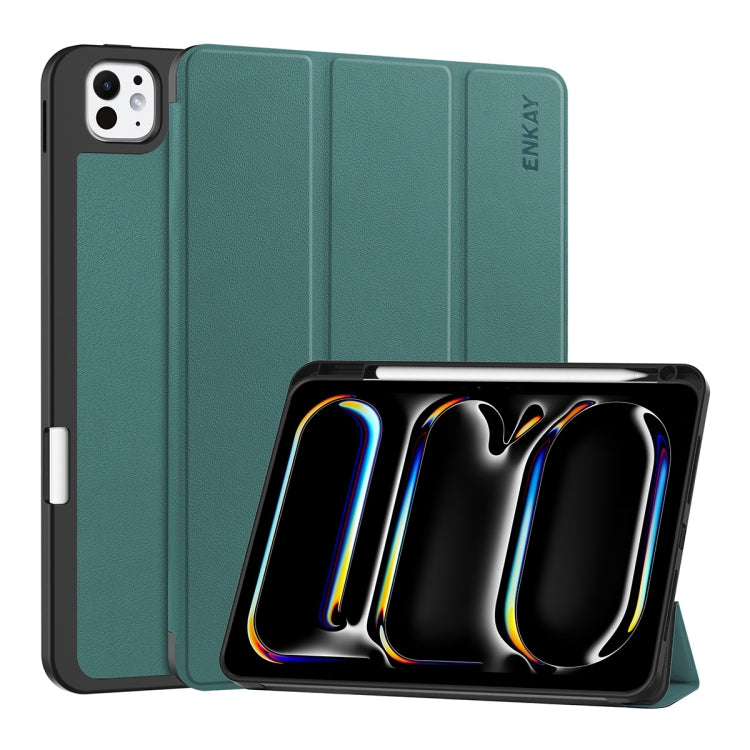 Custodia per tablet Smart in pelle TPU ripiegabile ENKAY Custer Texture con slot per penna, For iPad Pro 11 2024