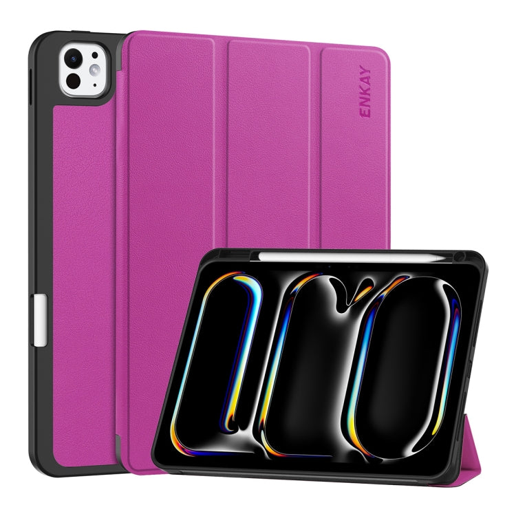 Custodia per tablet Smart in pelle TPU ripiegabile ENKAY Custer Texture con slot per penna, For iPad Pro 11 2024