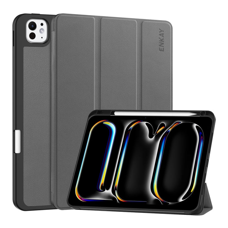 Custodia per tablet Smart in pelle TPU ripiegabile ENKAY Custer Texture con slot per penna, For iPad Pro 11 2024