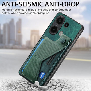 II Custodia per telefono con slot per schede con supporto per diapositive a forma di K, For Xiaomi Redmi Note 13 4G, For Xiaomi Redmi Note 13 5G