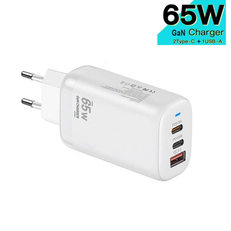 Adattatore per laptop/tablet TE-65W GaN PD65W Dual USB-C+USB-A, spina UE, EU Plug