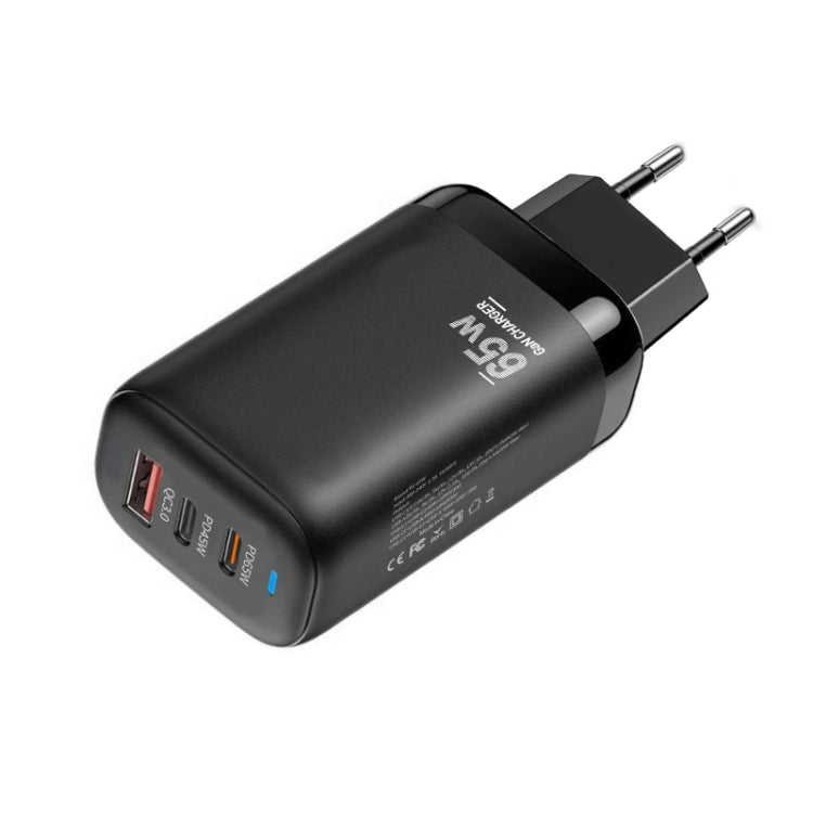 Adattatore per laptop/tablet TE-65W GaN PD65W Dual USB-C+USB-A, spina UE, EU Plug