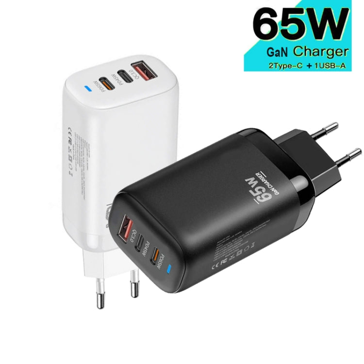 Adattatore per laptop/tablet TE-65W GaN PD65W Dual USB-C+USB-A, spina UE, EU Plug