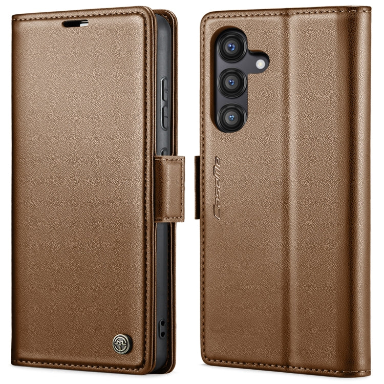 CaseMe 023 Custodia per telefono in pelle antifurto con fibbia a farfalla e texture Litchi RFID