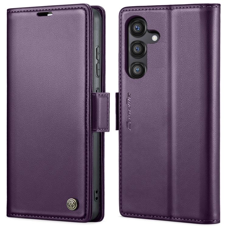 CaseMe 023 Custodia per telefono in pelle antifurto con fibbia a farfalla e texture Litchi RFID