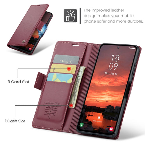 CaseMe 023 Custodia per telefono in pelle antifurto con fibbia a farfalla e texture Litchi RFID, For Galaxy S25 5G, For Galaxy S25+ 5G, For Galaxy S25 Ultra 5G, For Galaxy S24 FE 5G