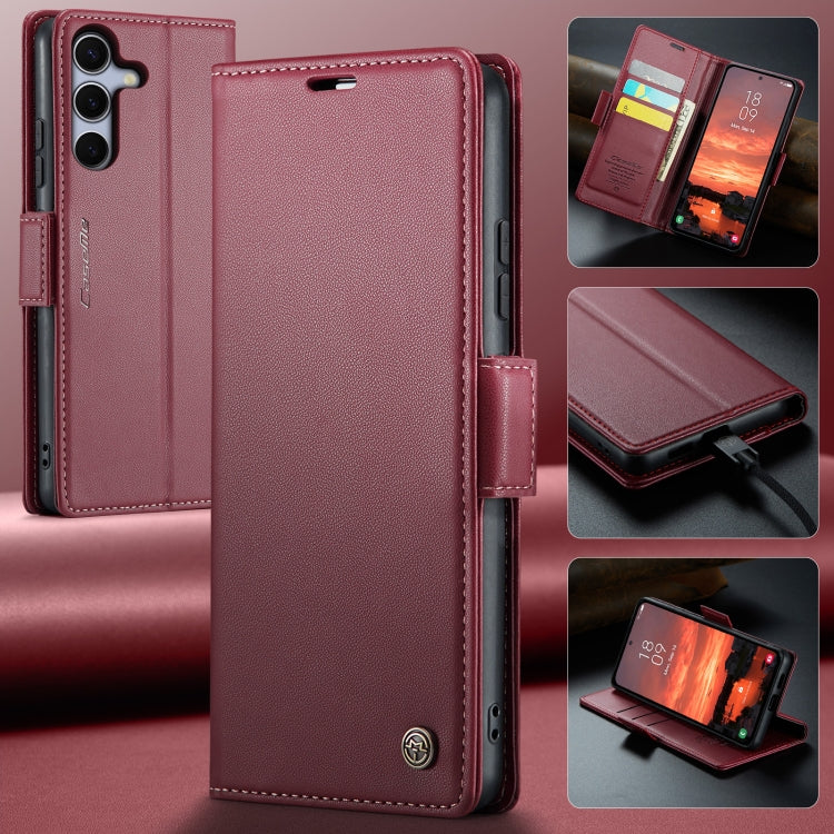 CaseMe 023 Custodia per telefono in pelle antifurto con fibbia a farfalla e texture Litchi RFID, For Galaxy S25 5G, For Galaxy S25+ 5G, For Galaxy S25 Ultra 5G, For Galaxy S24 FE 5G