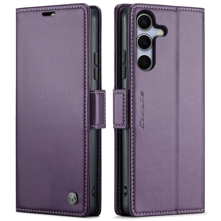 CaseMe 023 Custodia per telefono in pelle antifurto con fibbia a farfalla e texture Litchi RFID