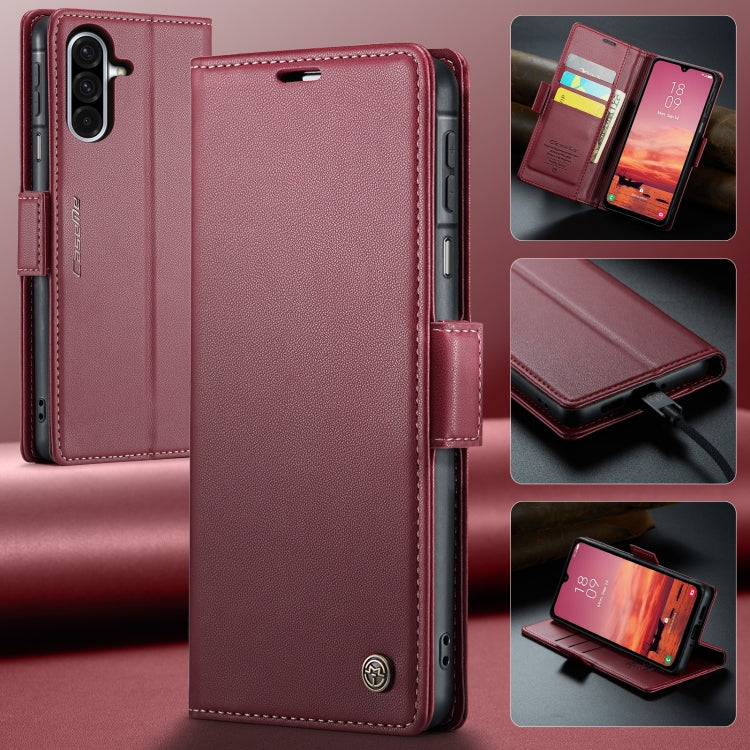 CaseMe 023 Custodia per telefono in pelle antifurto con fibbia a farfalla e texture Litchi RFID