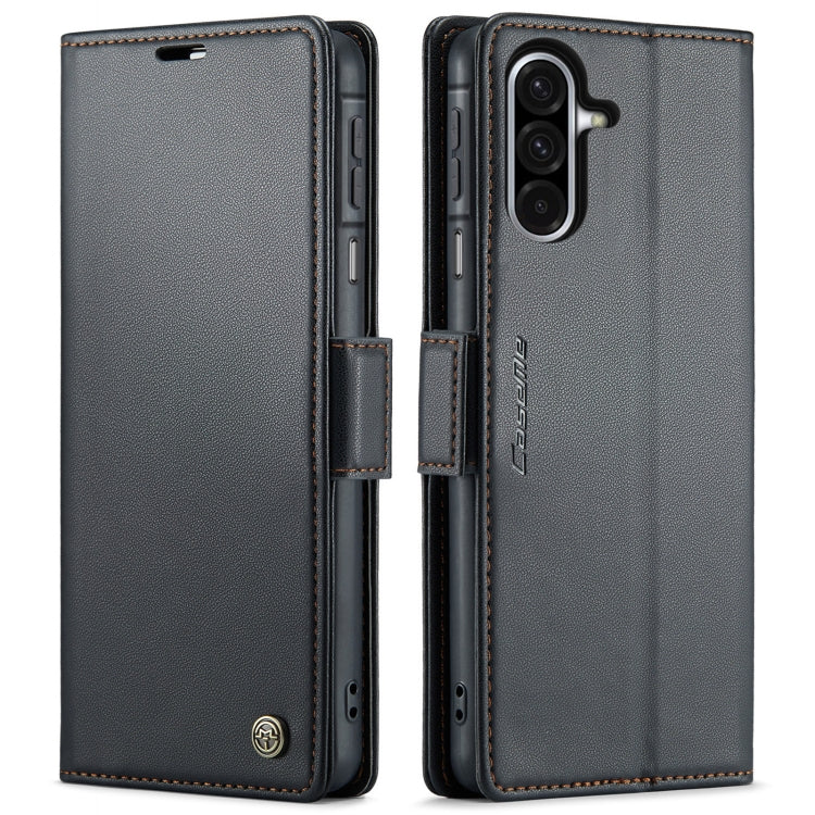 CaseMe 023 Custodia per telefono in pelle antifurto con fibbia a farfalla e texture Litchi RFID