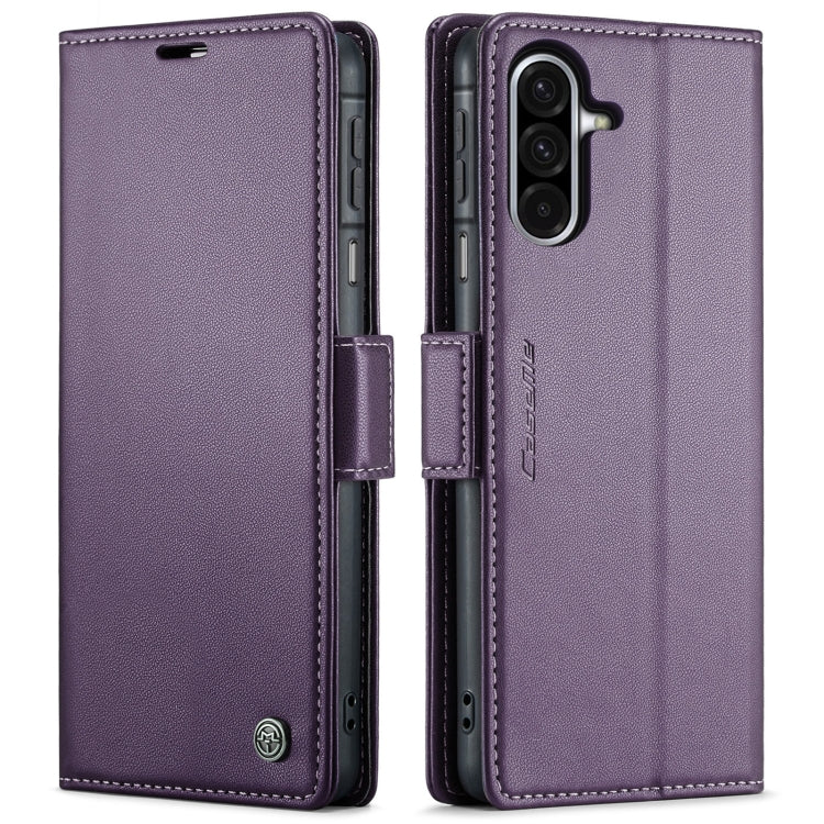 CaseMe 023 Custodia per telefono in pelle antifurto con fibbia a farfalla e texture Litchi RFID