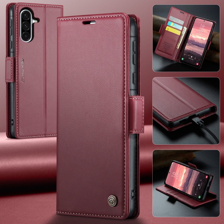 CaseMe 023 Custodia per telefono in pelle antifurto con fibbia a farfalla e texture Litchi RFID, For Samsung Galaxy A36, For Samsung Galaxy S25 5G, For Samsung Galaxy S25+ 5G, For Samsung Galaxy S25 Ultra 5G