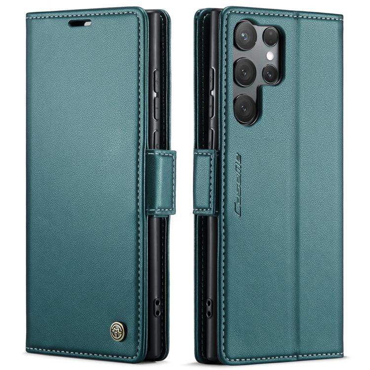 CaseMe 023 Custodia per telefono in pelle antifurto con fibbia a farfalla e texture Litchi RFID