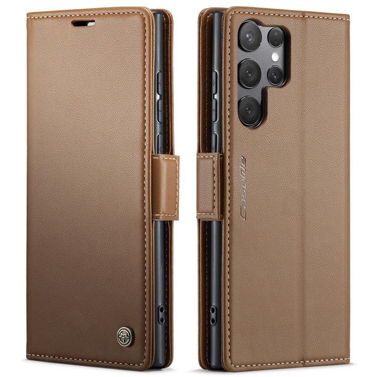 CaseMe 023 Custodia per telefono in pelle antifurto con fibbia a farfalla e texture Litchi RFID