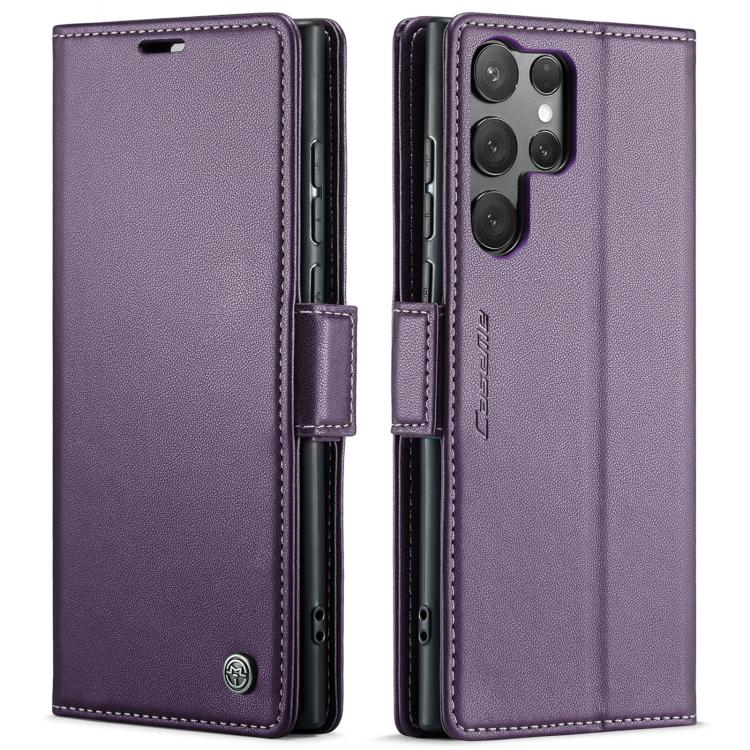 CaseMe 023 Custodia per telefono in pelle antifurto con fibbia a farfalla e texture Litchi RFID