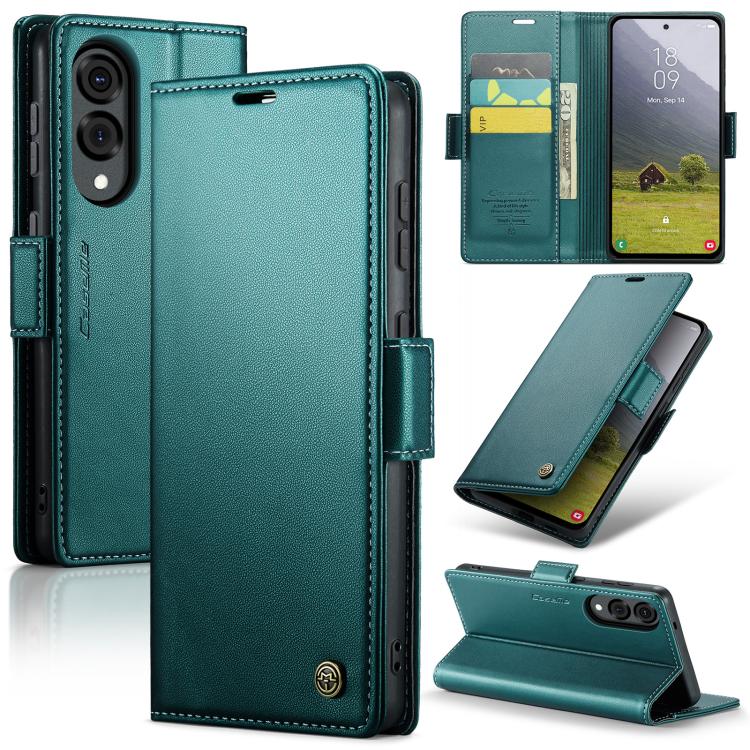 CaseMe 023 Custodia per telefono in pelle antifurto con fibbia a farfalla e texture Litchi RFID