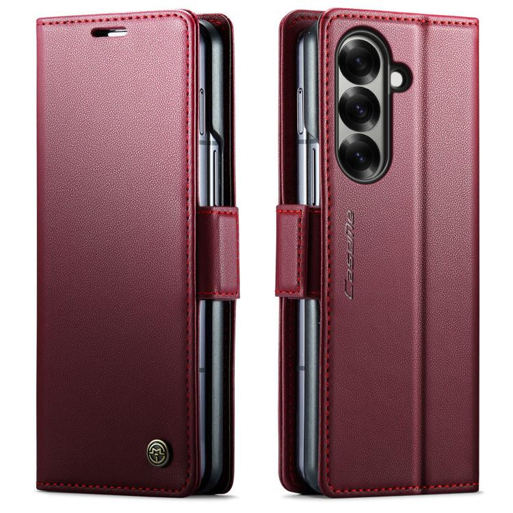 CaseMe 023 Custodia per telefono in pelle antifurto con fibbia a farfalla e texture Litchi RFID