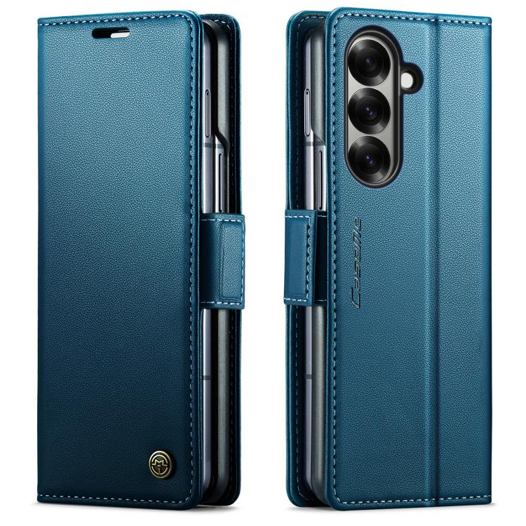 CaseMe 023 Custodia per telefono in pelle antifurto con fibbia a farfalla e texture Litchi RFID