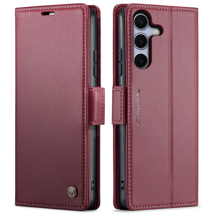 CaseMe 023 Custodia per telefono in pelle antifurto con fibbia a farfalla e texture Litchi RFID