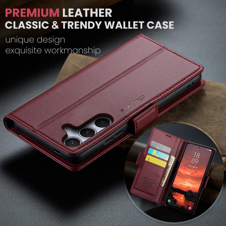 CaseMe 023 Custodia per telefono in pelle antifurto con fibbia a farfalla e texture Litchi RFID