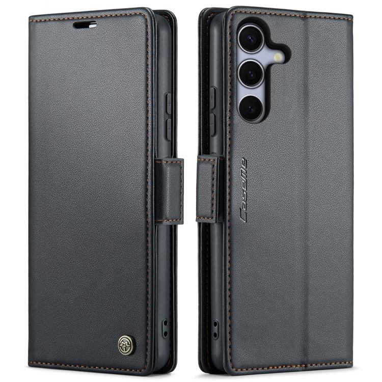 CaseMe 023 Custodia per telefono in pelle antifurto con fibbia a farfalla e texture Litchi RFID