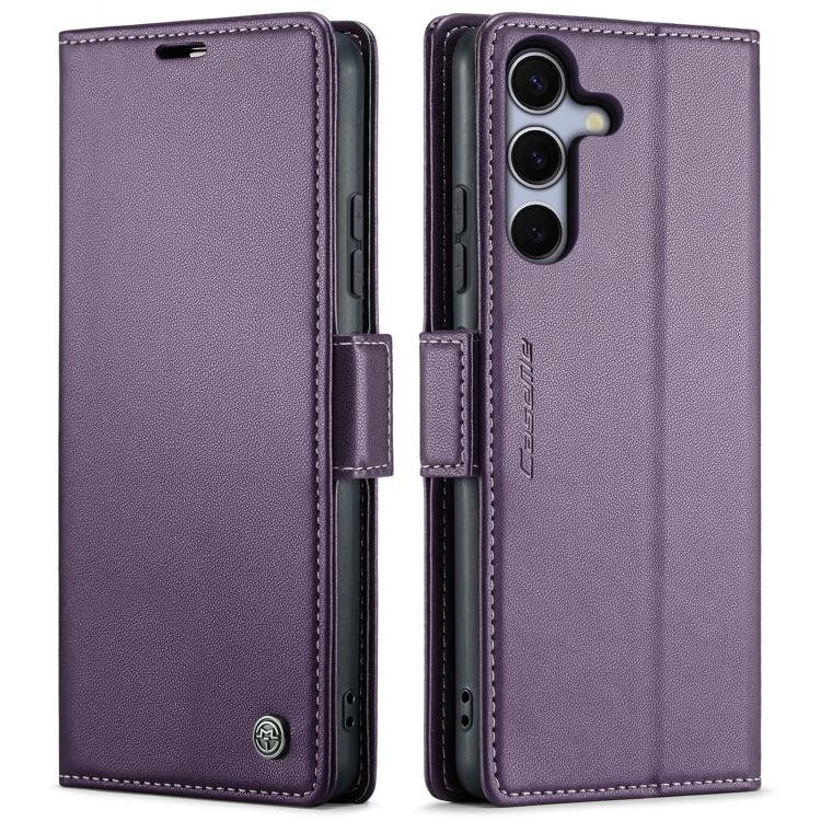 CaseMe 023 Custodia per telefono in pelle antifurto con fibbia a farfalla e texture Litchi RFID