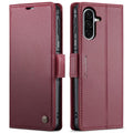 CaseMe 023 Custodia per telefono in pelle antifurto con fibbia a farfalla e texture Litchi RFID, For Galaxy A17