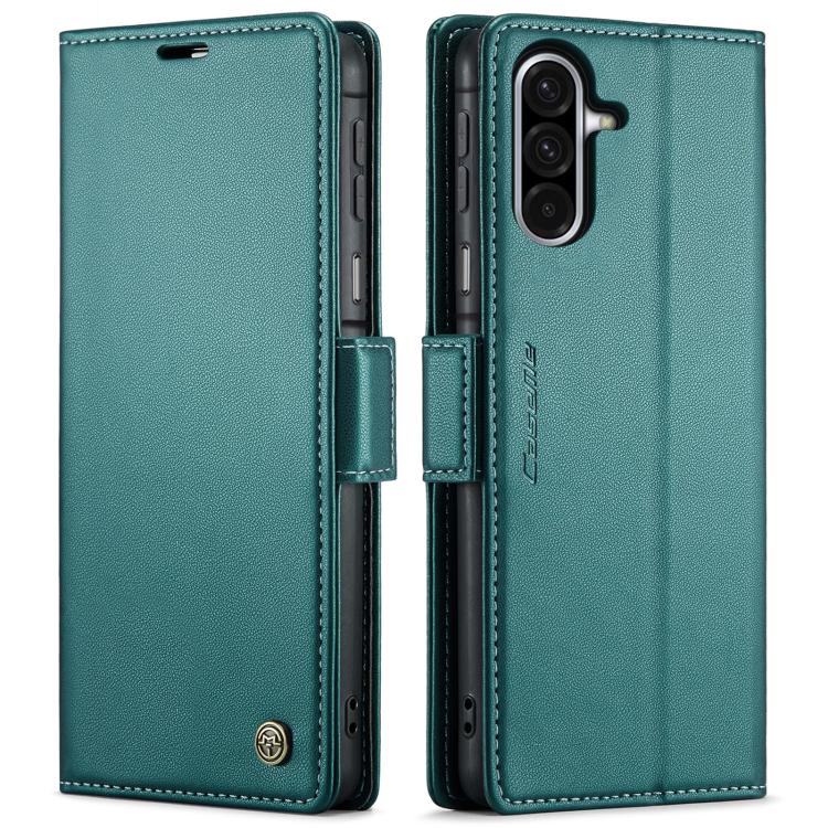 CaseMe 023 Custodia per telefono in pelle antifurto con fibbia a farfalla e texture Litchi RFID, For Galaxy A17
