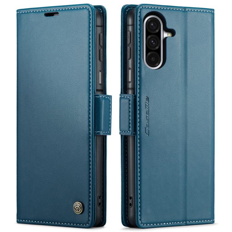 CaseMe 023 Custodia per telefono in pelle antifurto con fibbia a farfalla e texture Litchi RFID, For Galaxy A17