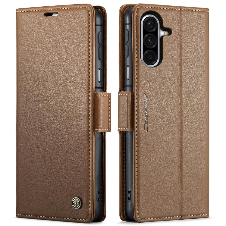 CaseMe 023 Custodia per telefono in pelle antifurto con fibbia a farfalla e texture Litchi RFID, For Galaxy A17