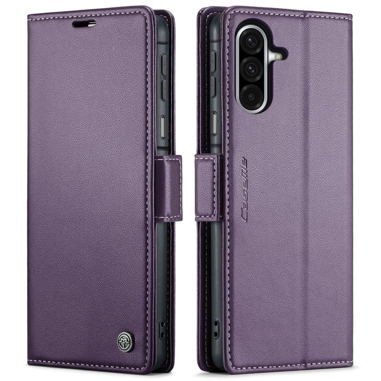 CaseMe 023 Custodia per telefono in pelle antifurto con fibbia a farfalla e texture Litchi RFID, For Galaxy A17